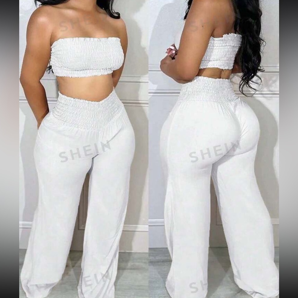 2 piece white pants set